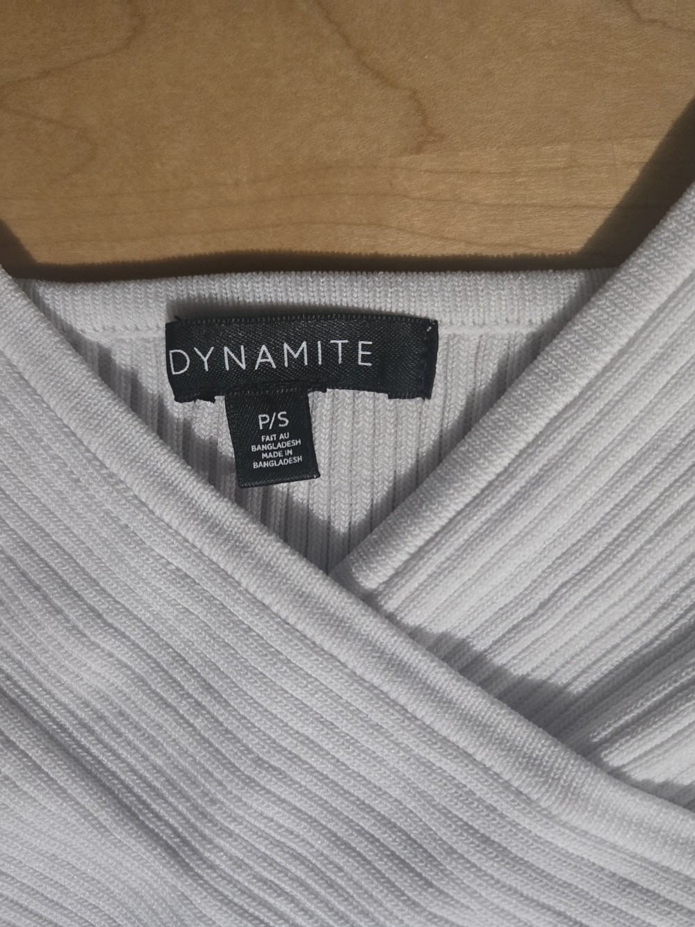 Dynamite Off White Ribbed Wrap Crop Top - Women Size Small - Picture 4 of 11